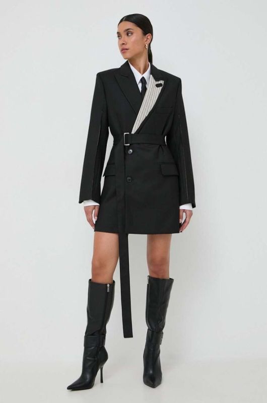 Сукня з домішкою вовни Victoria Beckham колір чорний mini пряма