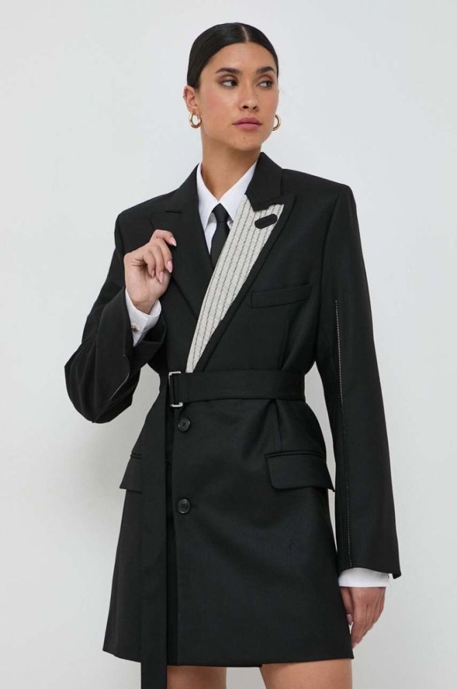 Сукня з домішкою вовни Victoria Beckham колір чорний mini пряма фото 2