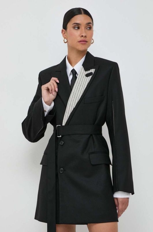 Сукня з домішкою вовни Victoria Beckham колір чорний mini пряма фото 2