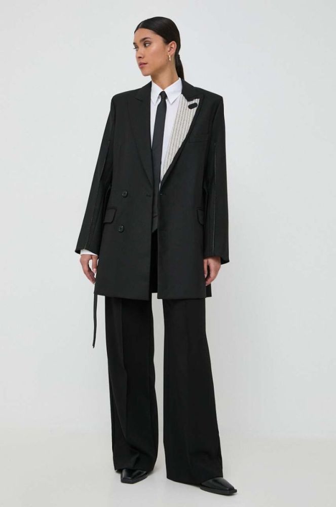 Сукня з домішкою вовни Victoria Beckham колір чорний mini пряма фото 4