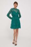Сукня Artigli колір зелений mini розкльошена (3683919)