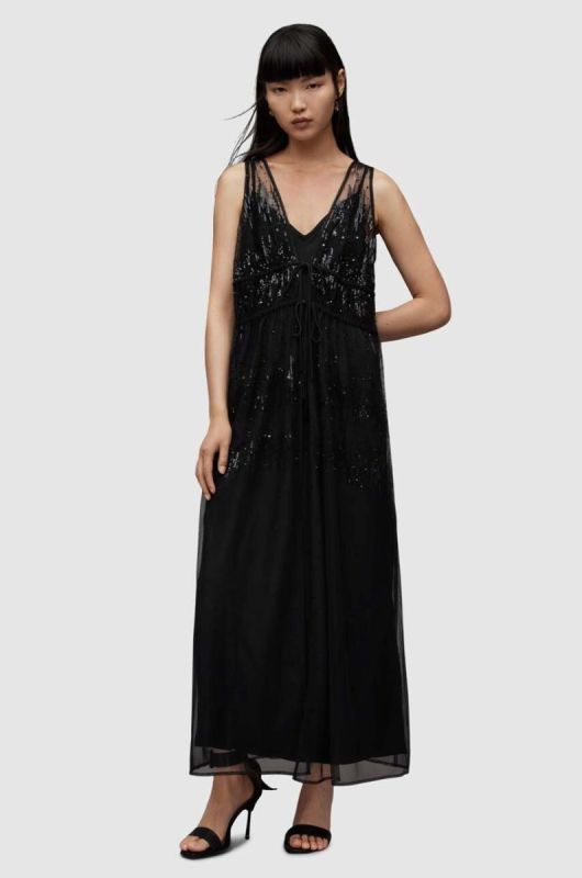 Сукня AllSaints WD367Y ROBYN EMB DRESS колір чорний maxi пряма