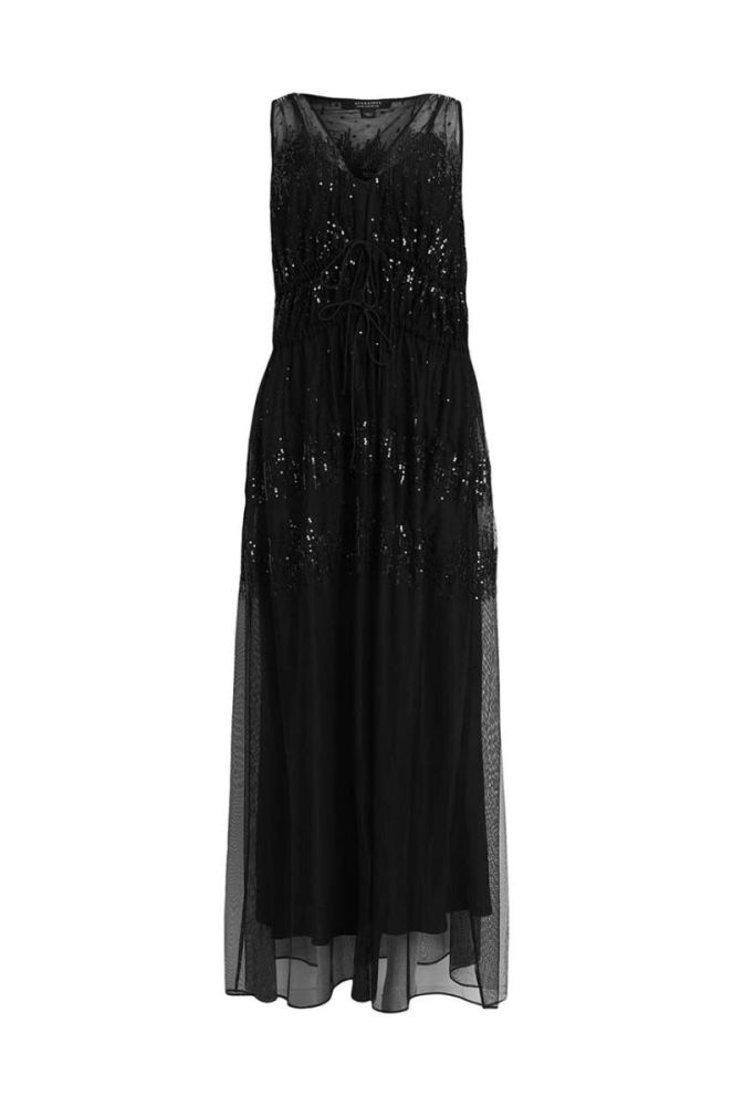 Сукня AllSaints WD367Y ROBYN EMB DRESS колір чорний maxi пряма фото 6