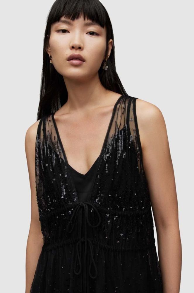 Сукня AllSaints WD367Y ROBYN EMB DRESS колір чорний maxi пряма фото 2