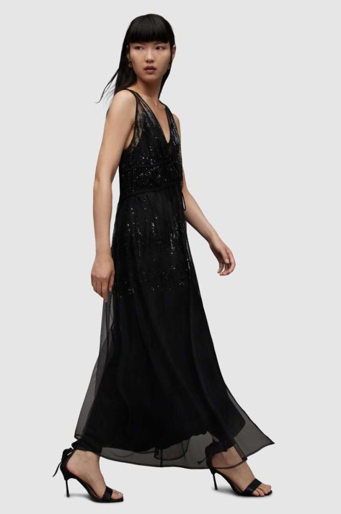 Сукня AllSaints WD367Y ROBYN EMB DRESS колір чорний maxi пряма фото 4