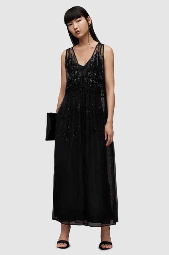 Сукня AllSaints WD367Y ROBYN EMB DRESS колір чорний maxi пряма фото 5