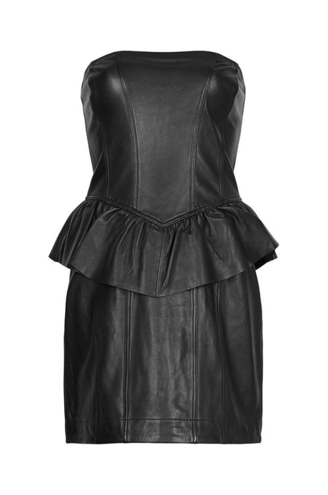 Шкіряна сукня AllSaints WL068Z CASSIE LEA RUFFLE DR колір чорний mini облягаюча фото 7