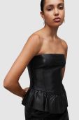 Шкіряна сукня AllSaints WL068Z CASSIE LEA RUFFLE DR колір чорний mini облягаюча