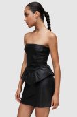 Шкіряна сукня AllSaints WL068Z CASSIE LEA RUFFLE DR колір чорний mini облягаюча