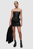 Шкіряна сукня AllSaints WL068Z CASSIE LEA RUFFLE DR колір чорний mini облягаюча