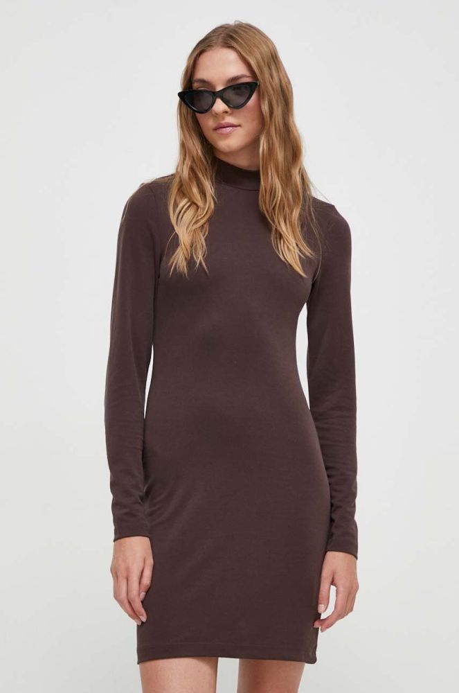 Сукня Superdry колір коричневий mini облягаюча (3676527)