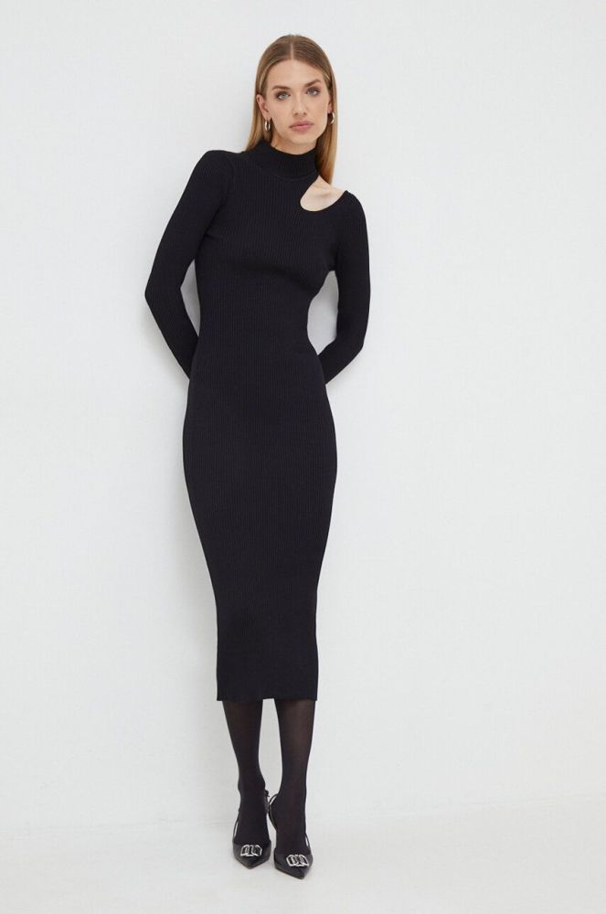 Сукня Bardot колір чорний midi облягаюча (3674430)