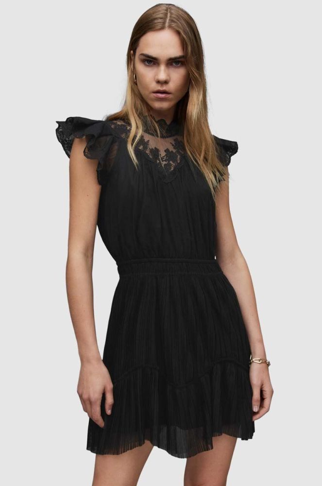 Сукня AllSaints Azura колір чорний mini розкльошена