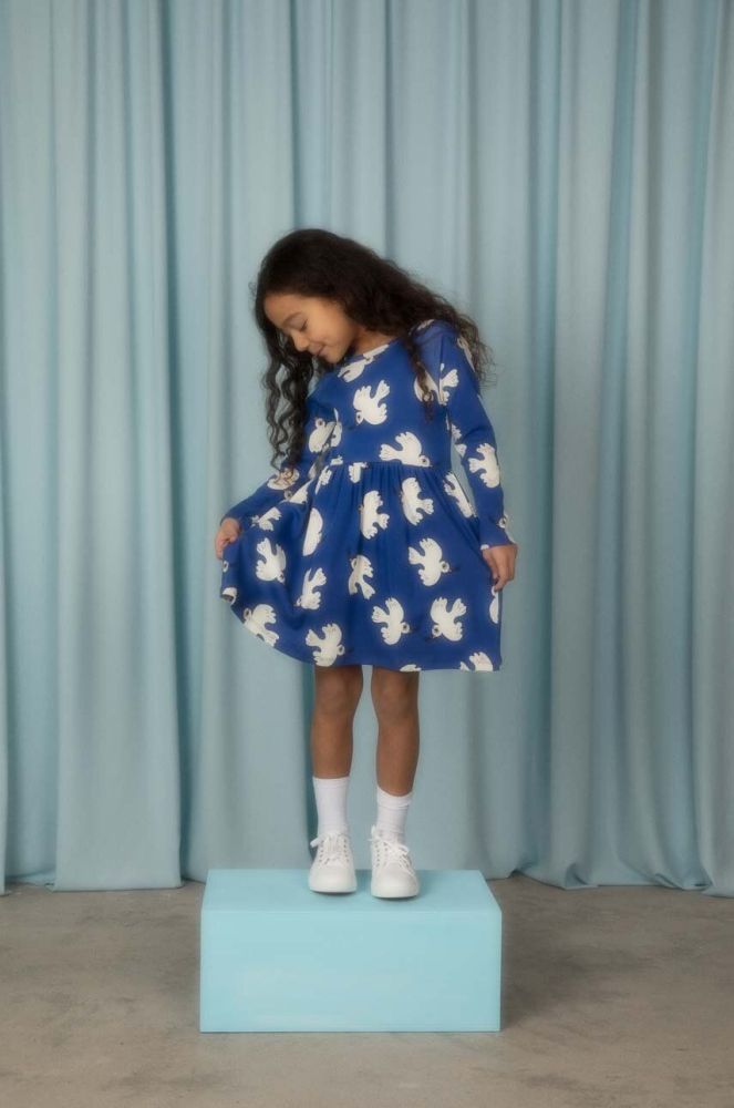 Дитяча бавовняна сукня Mini Rodini Mini Rodini x Wrangler mini розкльошена колір блакитний