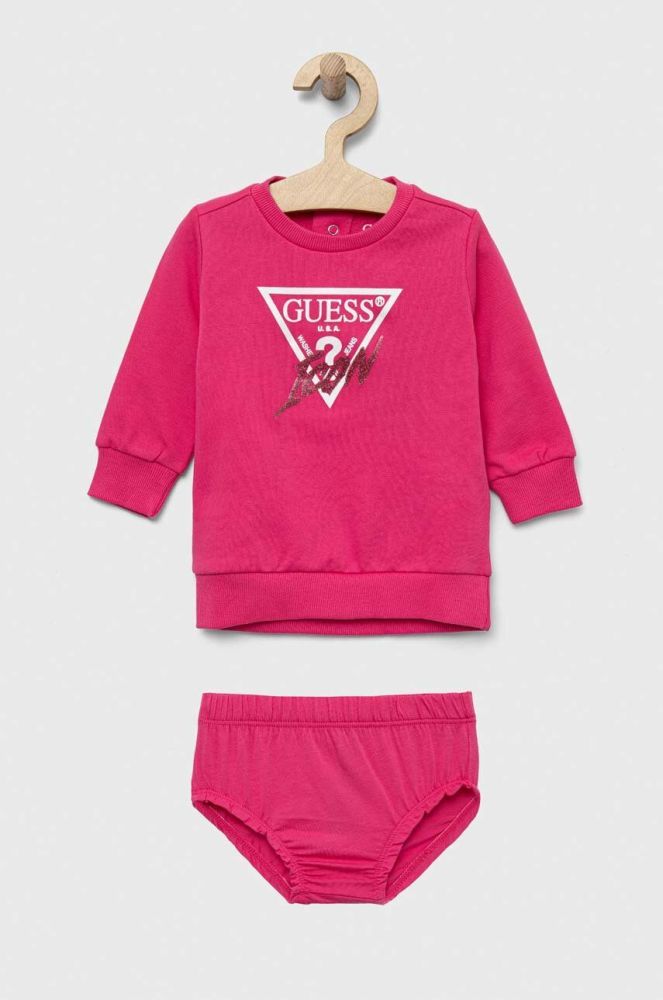 Дитяча бавовняна сукня Guess колір рожевий mini пряма (3299501)