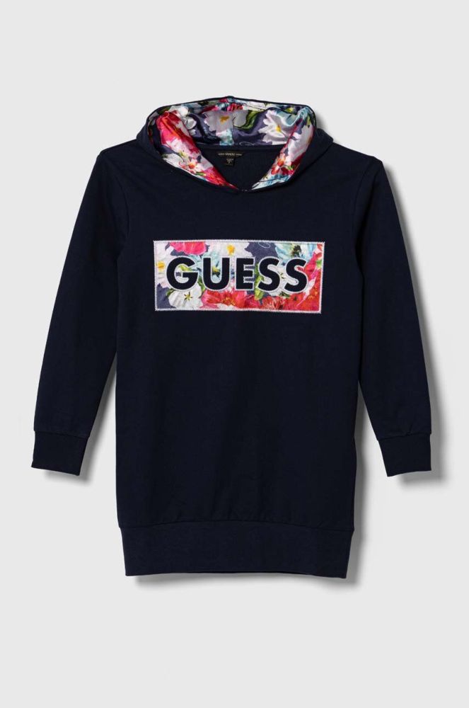 Дитяча бавовняна сукня Guess колір синій mini пряма (3366611)