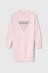 Дитяча бавовняна сукня Guess колір рожевий midi пряма (3363304)