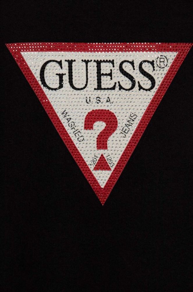 Дитяча бавовняна сукня Guess колір чорний midi пряма (3363310) фото 3