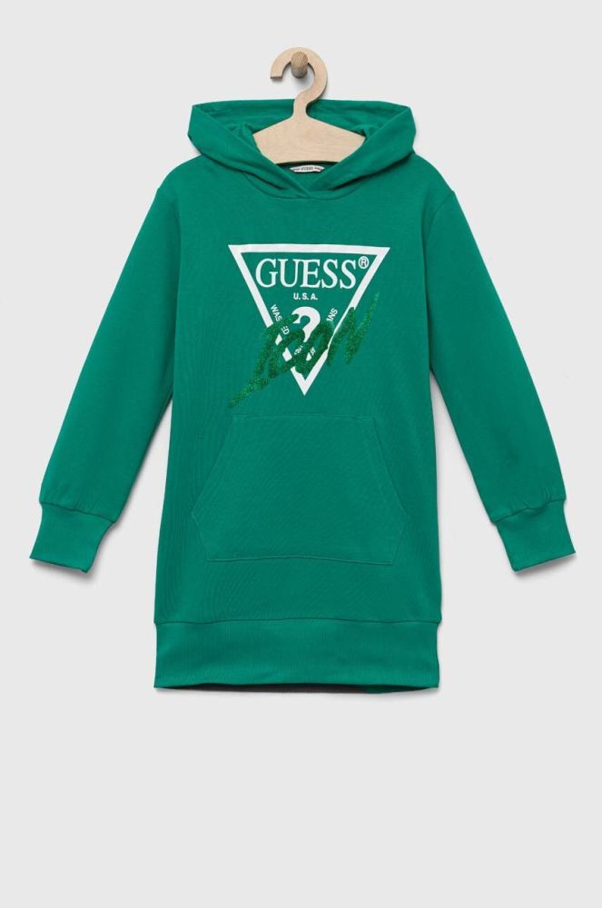 Дитяча бавовняна сукня Guess колір зелений mini пряма (3294150)