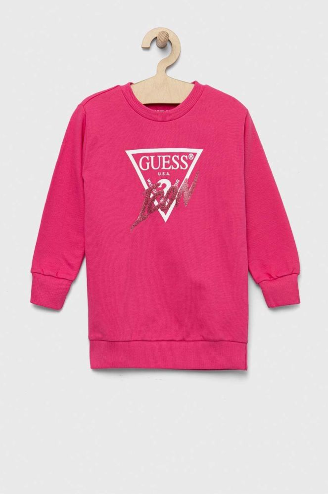 Дитяча бавовняна сукня Guess колір рожевий mini пряма (3299540)