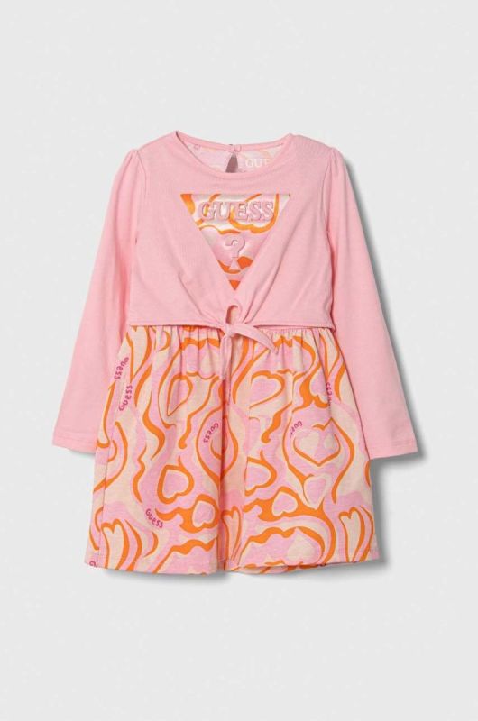 Дитяча сукня Guess колір рожевий mini розкльошена (3375383)