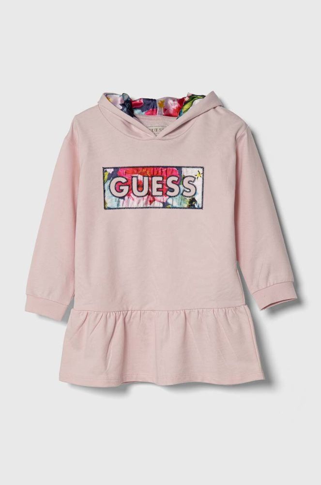 Дитяча бавовняна сукня Guess колір рожевий mini пряма (3366634)