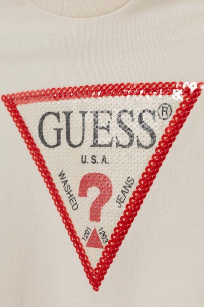 Дитяча бавовняна сукня Guess колір бежевий midi пряма (3363328) фото 3