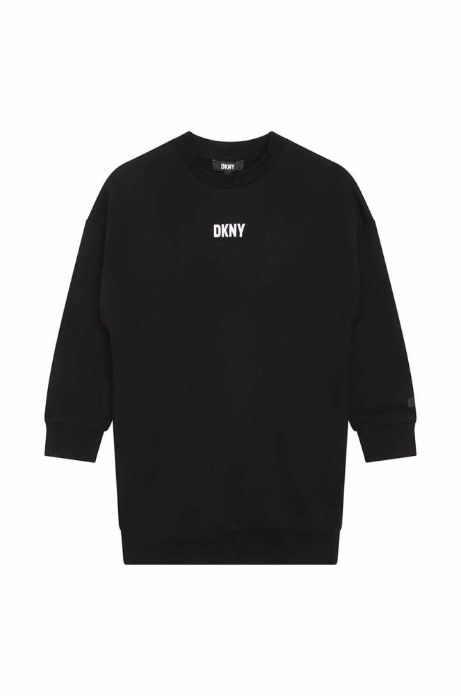 Дитяча бавовняна сукня Dkny колір чорний mini oversize (3512660)