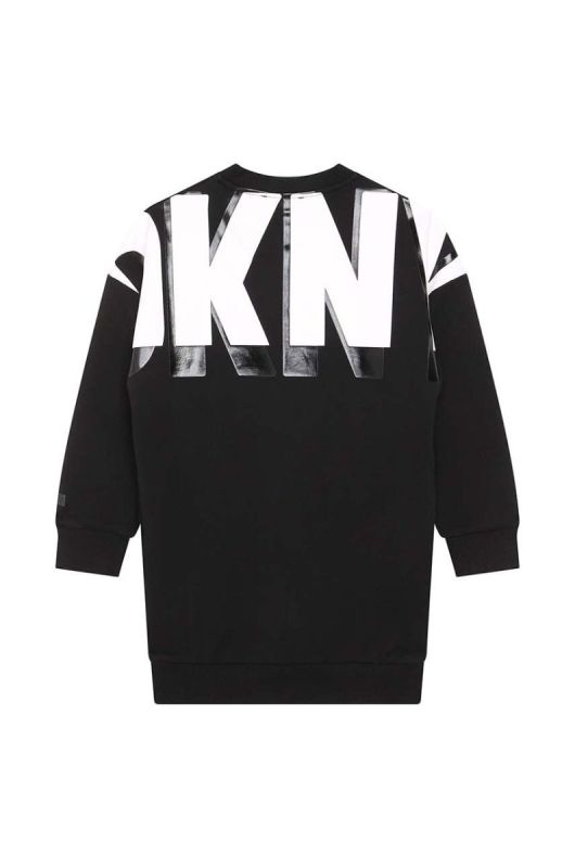 Дитяча бавовняна сукня Dkny колір чорний mini oversize (3512660) фото 2