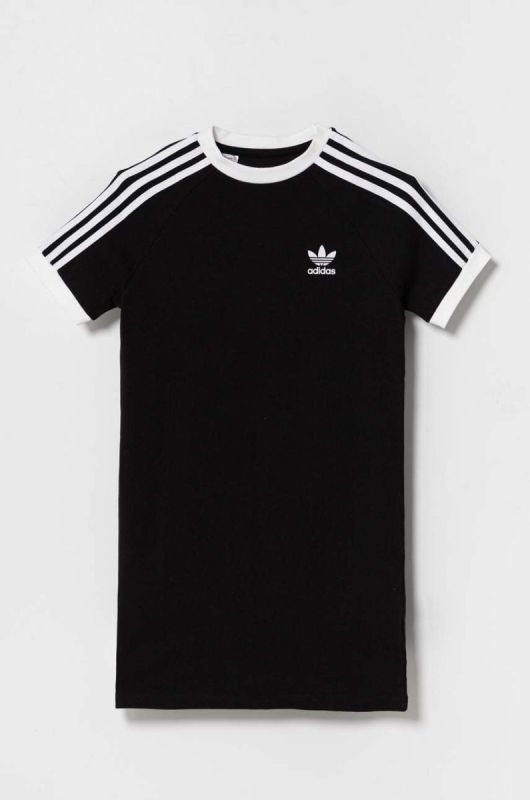 Дитяча бавовняна сукня adidas Originals колір чорний mini пряма