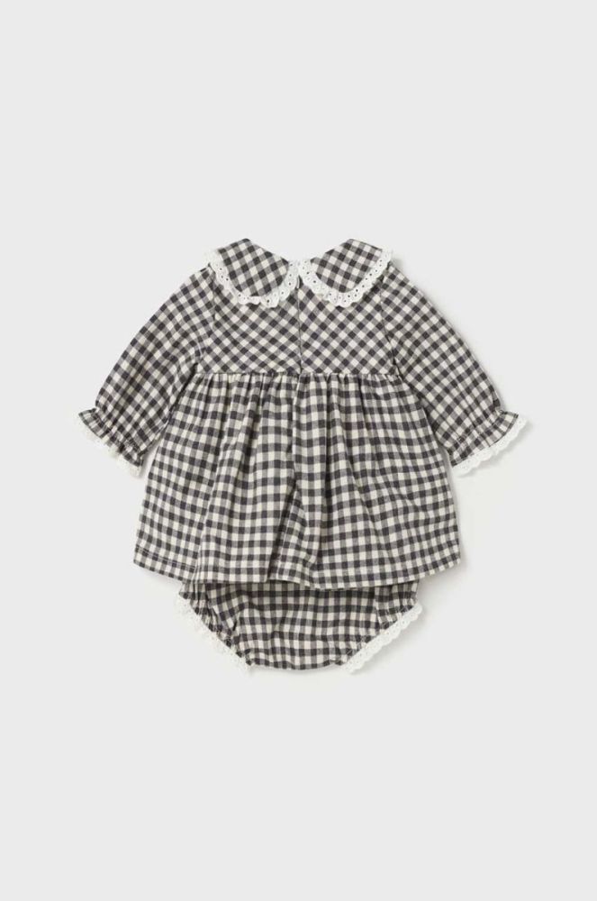 Дитяча бавовняна сукня Mayoral Newborn колір чорний mini розкльошена фото 2