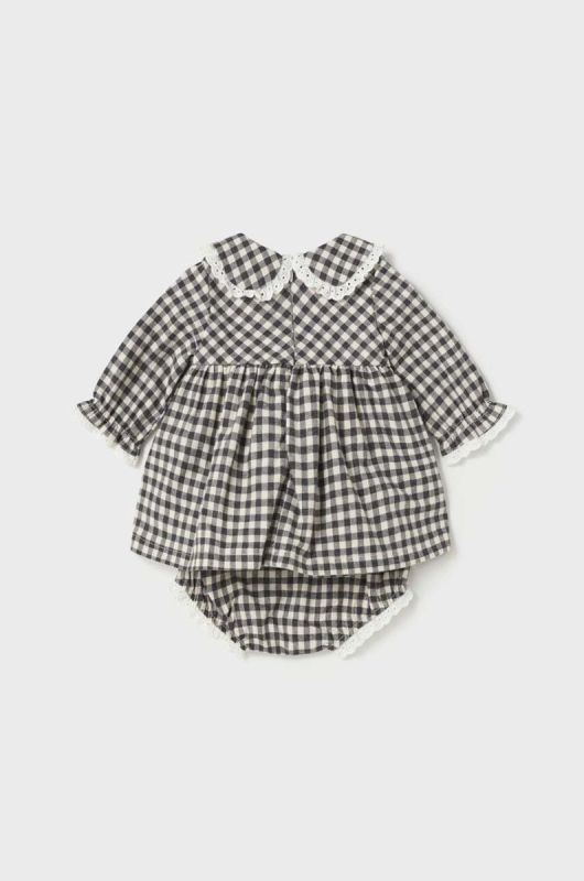Дитяча бавовняна сукня Mayoral Newborn колір чорний mini розкльошена фото 2
