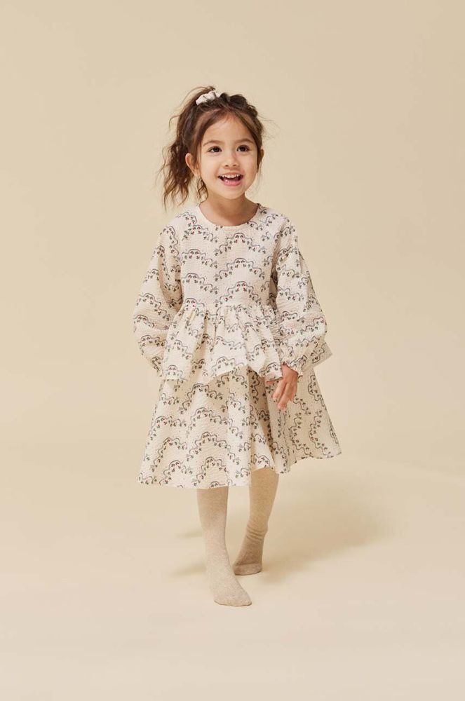 Дитяча бавовняна сукня Konges Sl?jd колір бежевий mini розкльошена (3679220)