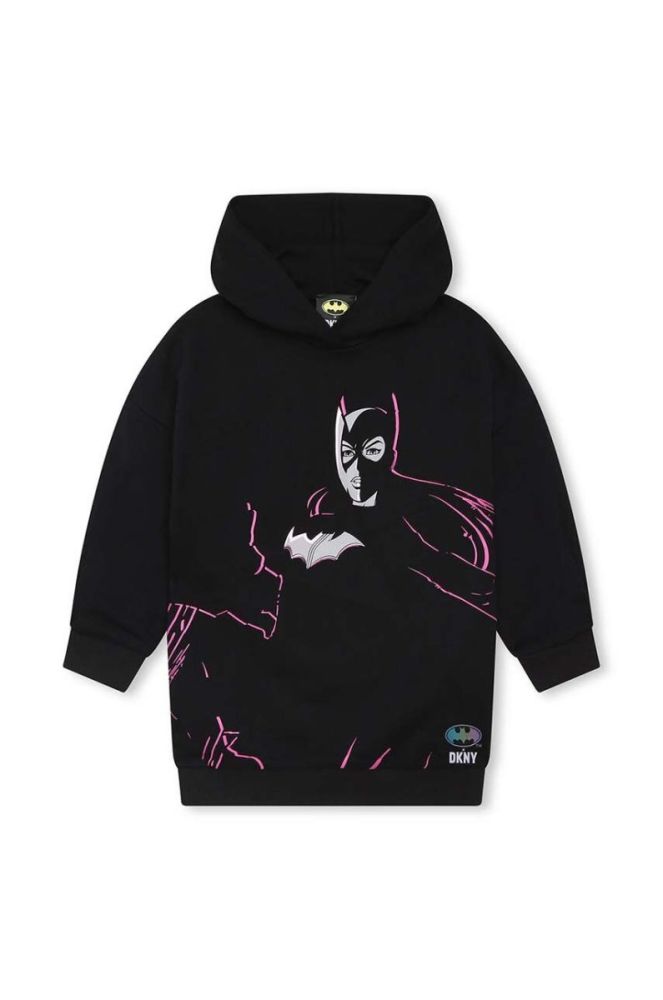 Дитяча бавовняна сукня Dkny x DC Comics колір чорний mini пряма (3643820) фото 2