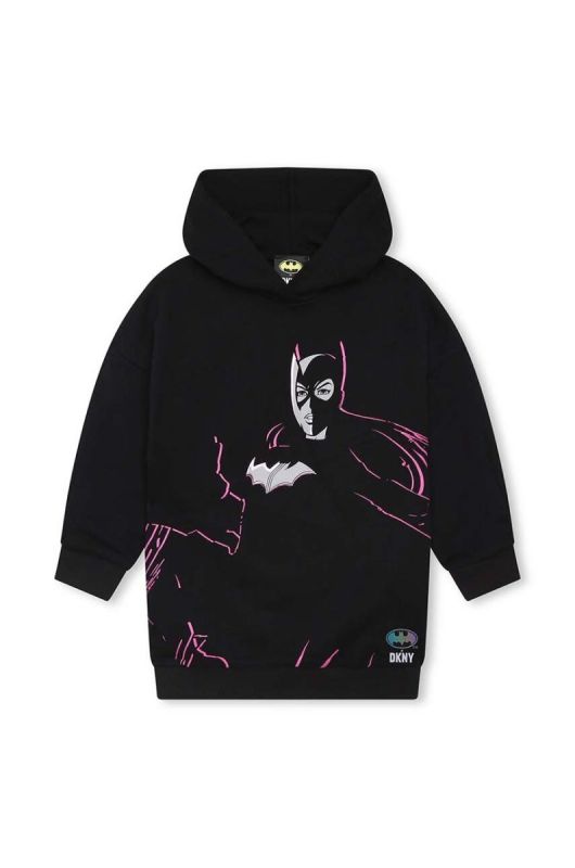 Дитяча бавовняна сукня Dkny x DC Comics колір чорний mini пряма (3643820) фото 2