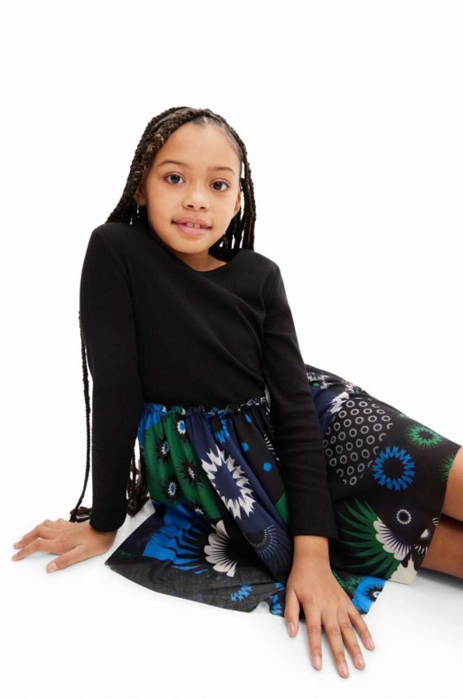 Дитяча сукня Desigual колір чорний mini розкльошена (3578484) фото 3