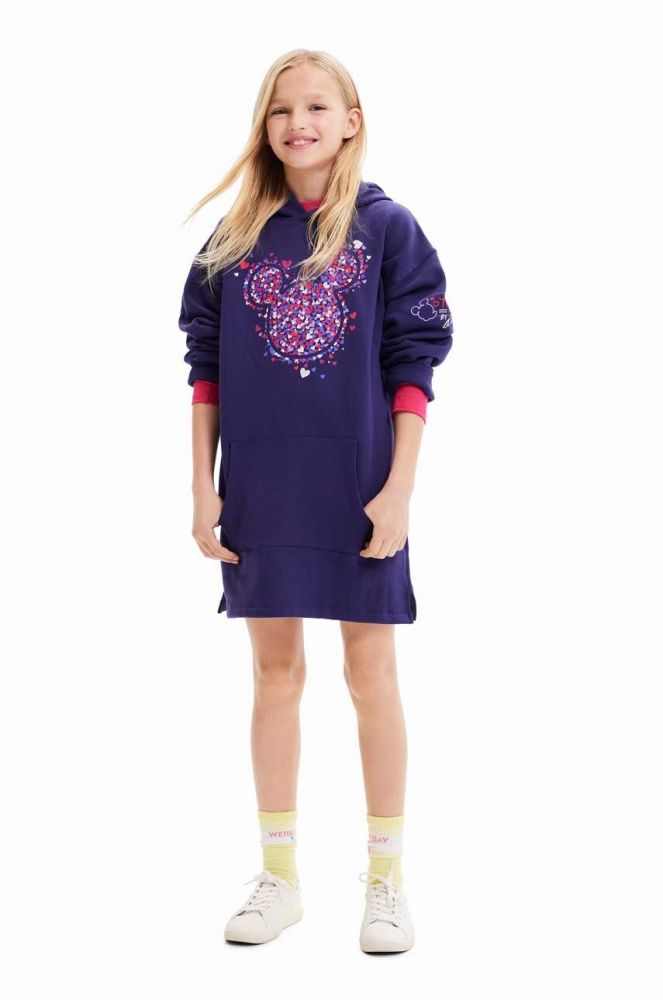 Дитяча бавовняна сукня Desigual x Disney колір синій mini oversize