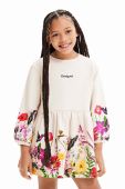 Дитяча бавовняна сукня Desigual колір білий mini розкльошена