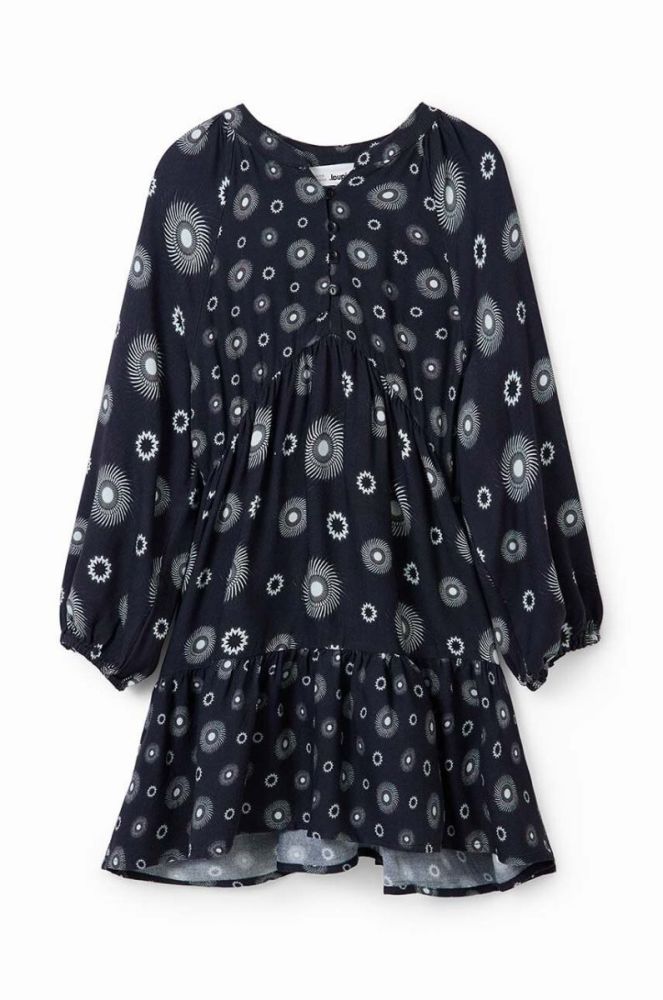 Дитяча сукня Desigual 23WGVW05 DRESS LONG SLEEVE колір чорний mini розкльошена фото 2