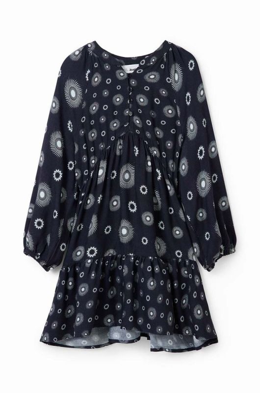 Дитяча сукня Desigual 23WGVW05 DRESS LONG SLEEVE колір чорний mini розкльошена фото 2