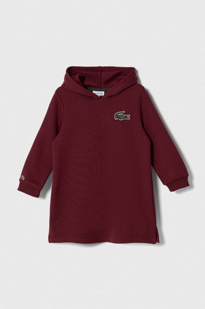 Дитяча бавовняна сукня Lacoste колір бордовий mini розкльошена