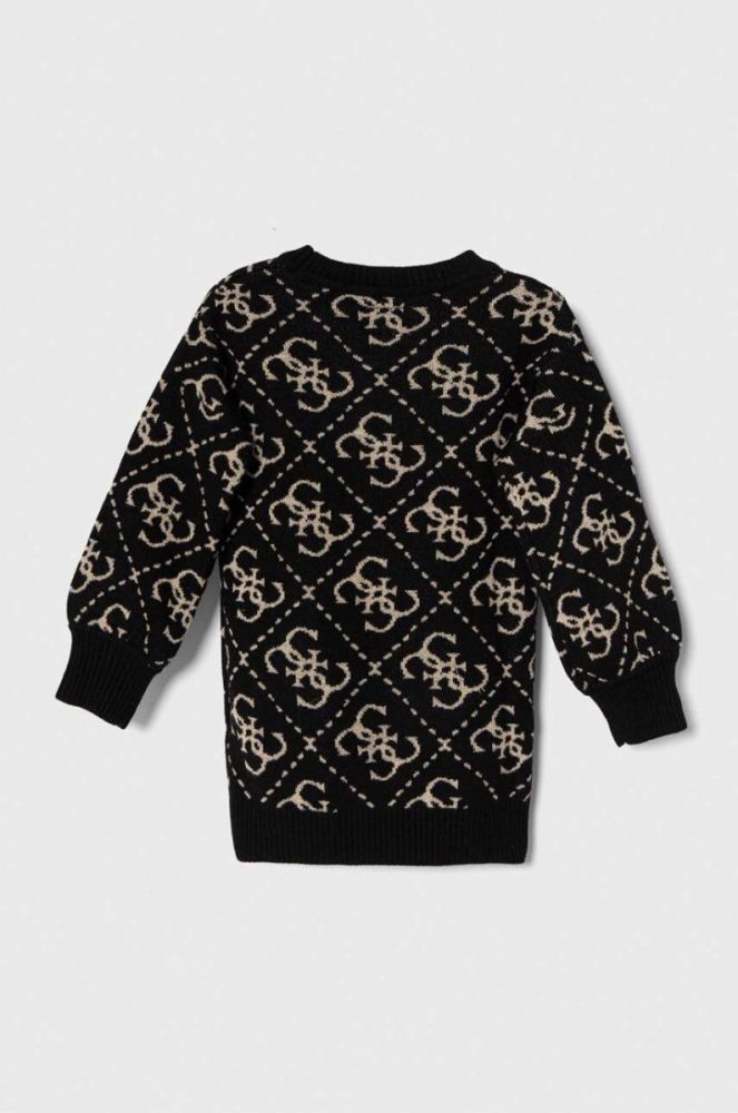 Дитяча сукня з домішкою вовни Guess колір чорний mini пряма фото 2