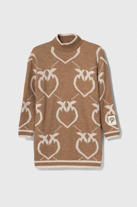 Дитяча сукня з домішкою вовни Pinko Up колір бежевий mini пряма (3439117)