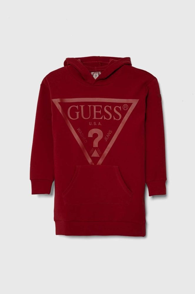 Дитяча сукня Guess колір бордовий mini пряма