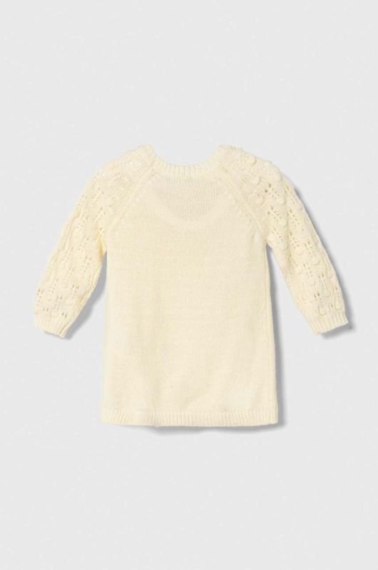 Дитяча сукня з домішкою вовни United Colors of Benetton колір бежевий mini пряма фото 2