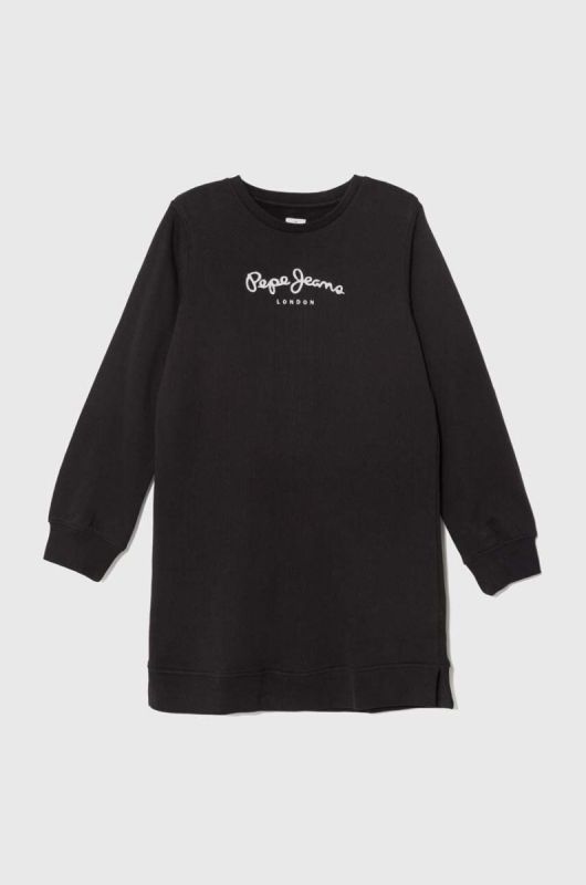 Дитяча бавовняна сукня Pepe Jeans колір чорний mini пряма