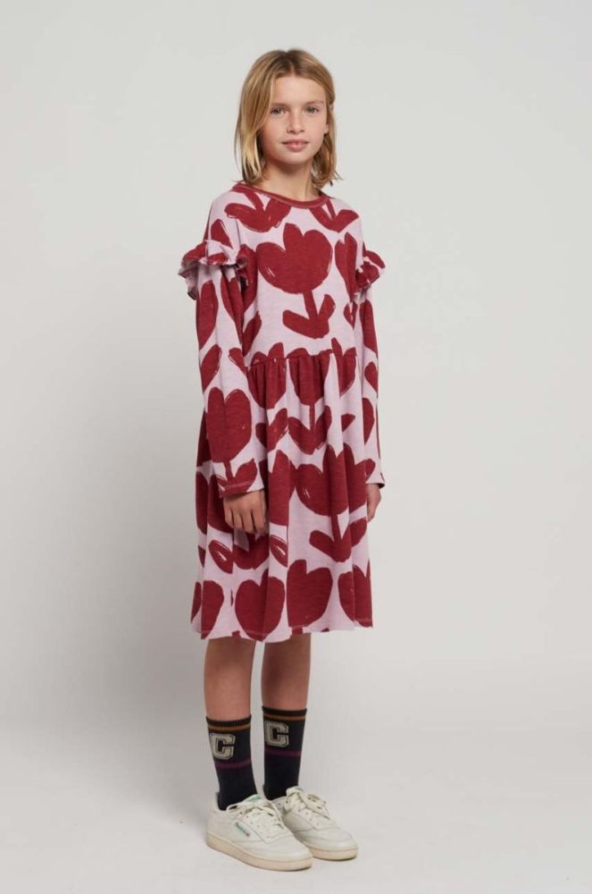 Дитяча бавовняна сукня Bobo Choses колір фіолетовий mini розкльошена фото 7