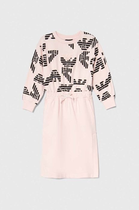 Дитяча бавовняна сукня Emporio Armani колір рожевий mini розкльошена