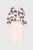 Дитяча бавовняна сукня Emporio Armani колір рожевий mini розкльошена