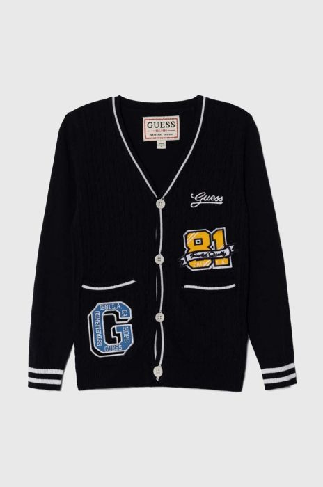 Дитячий кардиган Guess колір синій легкий